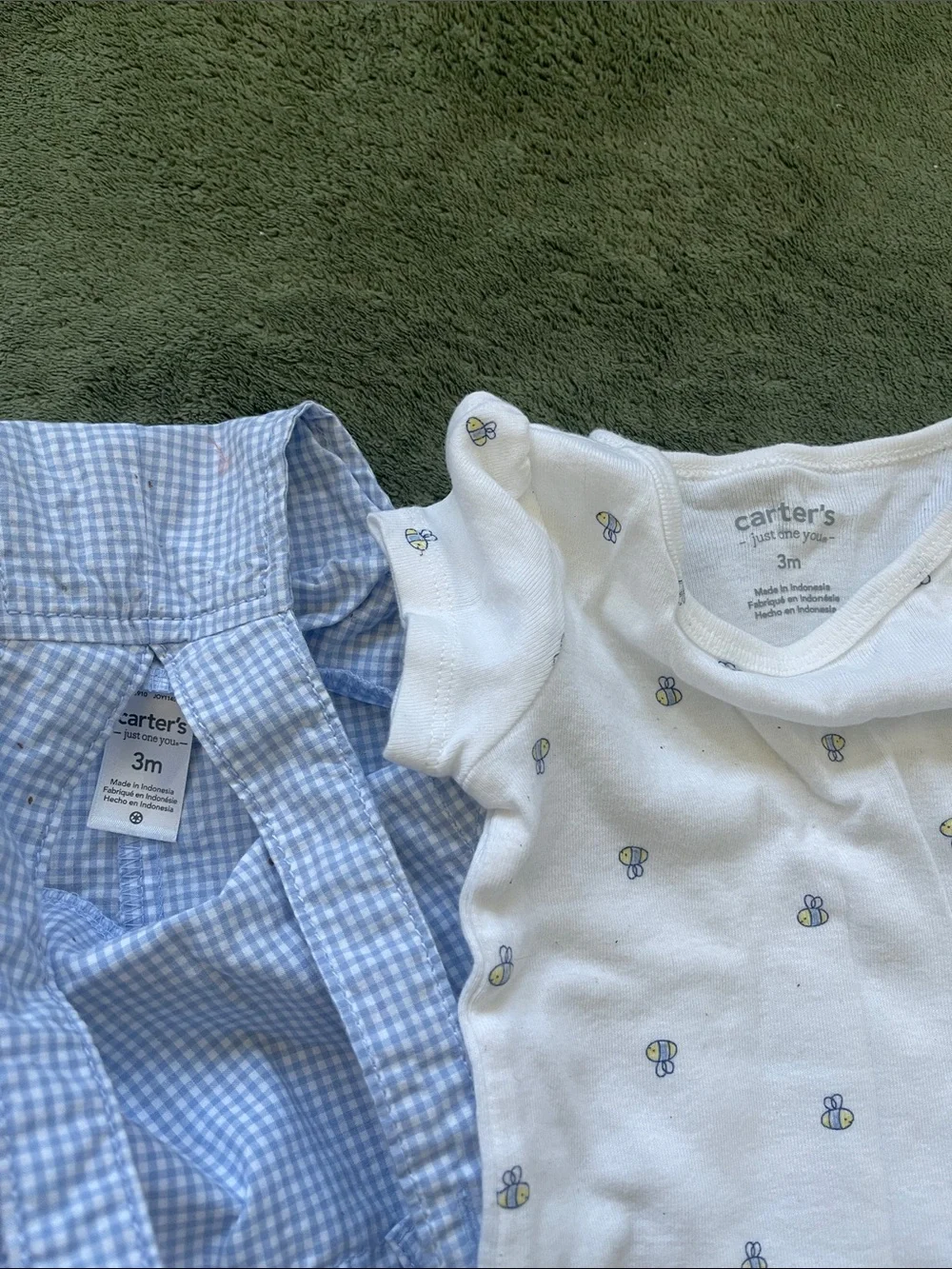 Carter’s Just One You Gingham Overalls & Bumble Bee Tee Set - Picture 3 of 3